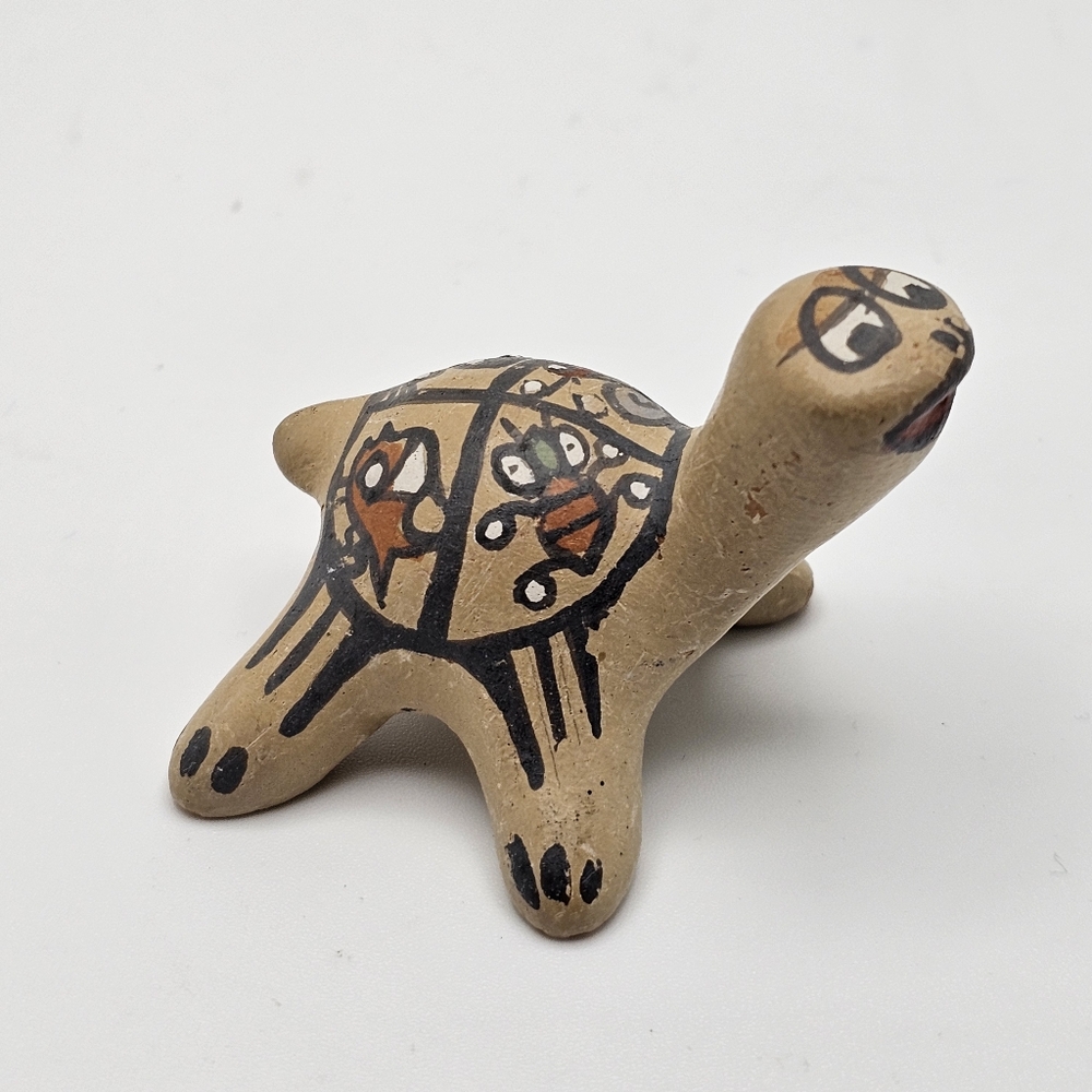 Santa Clara Pueblo Pottery Turtle Miniature Art Figurine Signed Margaret Luther